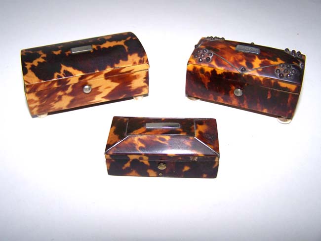 A Group of three early 19th century Tortoiseshell pin or sewing boxes circa 1830